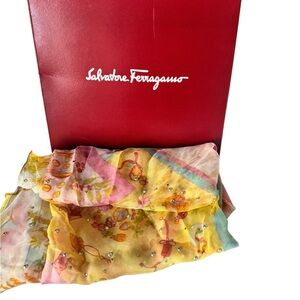NEW Salvatore Ferragamo Multicolor Silk Scarf